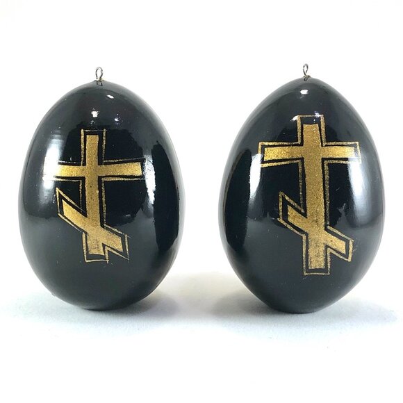 Russian Hand Painted Wooden Eggs Orthodox Christian black lacquer ornaments - Picture 7 of 12